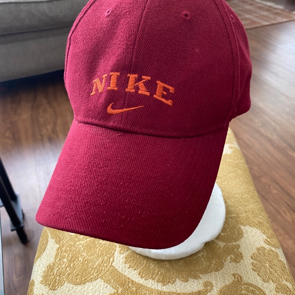 Nike Maroon Baseball Cap with Orange Logo